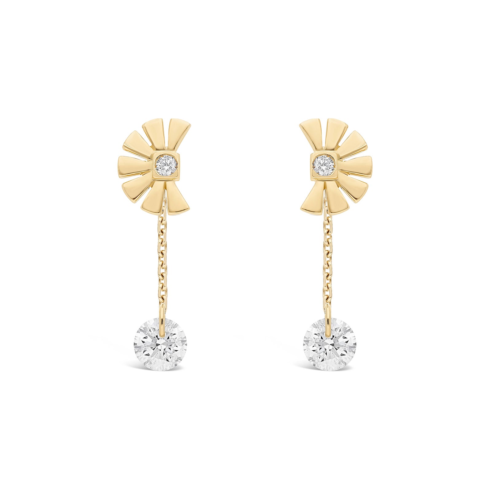 Boucles d’Oreilles Nesf Daera Or 18 cts et Pendants Diamants – Image 2