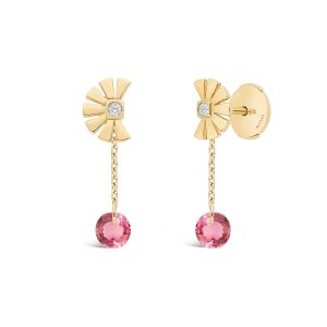 Boucles d’Oreilles Nesf Daera Or 18 cts et Pendants Tourmalines Roses