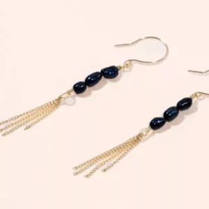 Boucles d’oreilles pendantes or laminé 14K et perles – Ondine