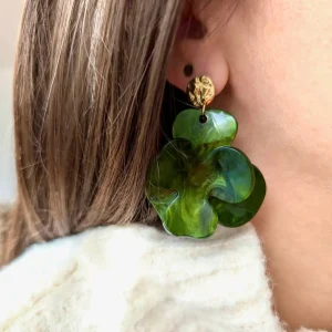 Boucles d&rsquo;oreilles Camélia | Vert