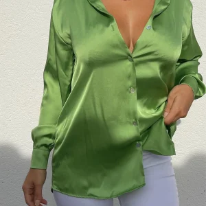 CHEMISE SATINÉE VERT