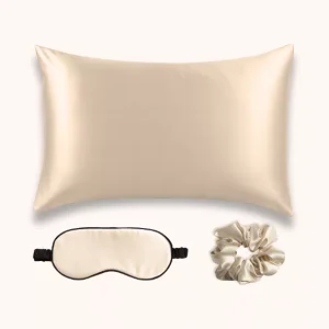 Coffret 100% Soie : Taie d’oreiller, Masque de nuit, Chouchou