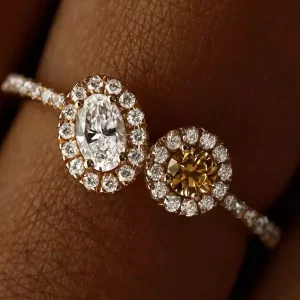Bague Or rose Diamant Cognac et diamants AlterEgo Ovale