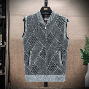 Gilet sans manche en laine et en coton pour homme