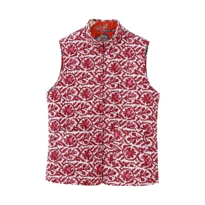 Gilet sans manches en imprimé matelassé double face pour femme