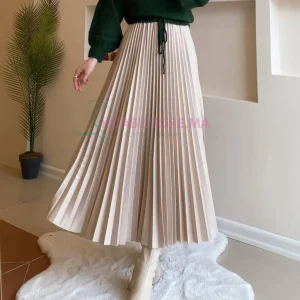 Jupe plissée effet cuir beige 95cm
