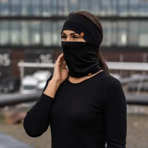 Bandeau et tour de cou pour femme 2 pièces noir