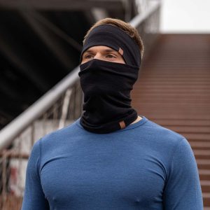 Bandeau et tour de cou pour homme 2 pièces noir