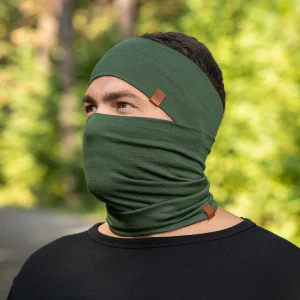 Bandeau et tour de cou pour homme 2 pièces vert foncé