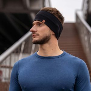 Bandeau pour homme en mérinos noir