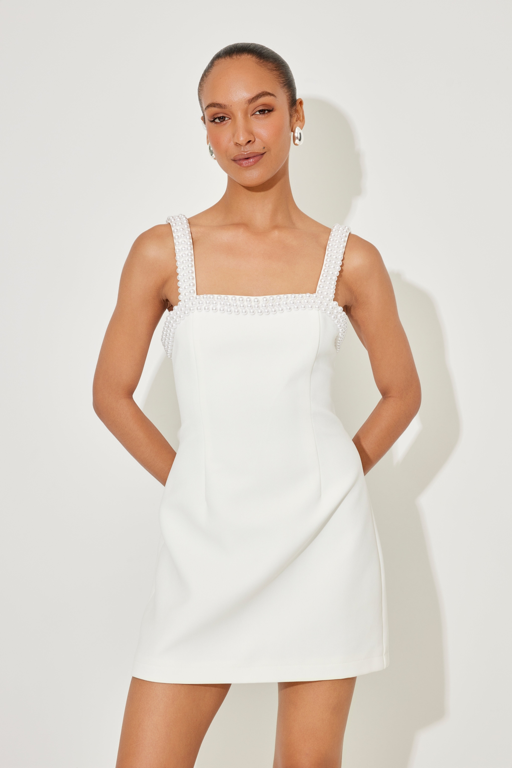 Pearl Trim Mini Dress – Image 2