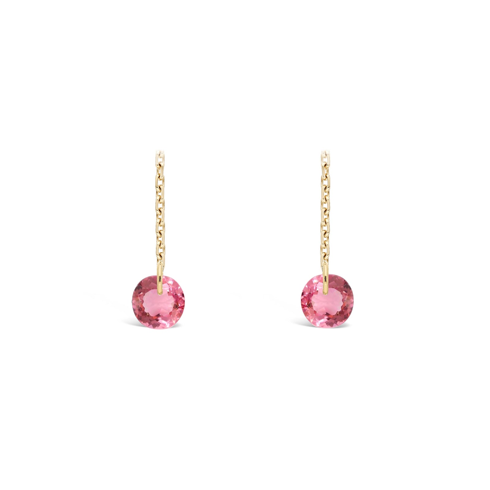 Pendants Or 18 cts et Tourmalines Roses pour BO