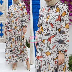 Robe blanche à motifs