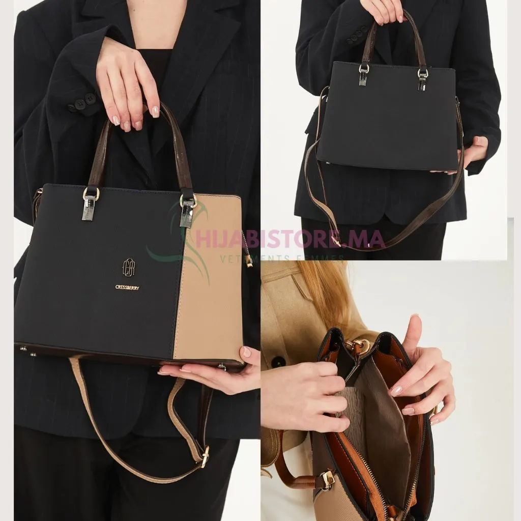 Sac Noir – Beige foncé pour femmes – Image 2