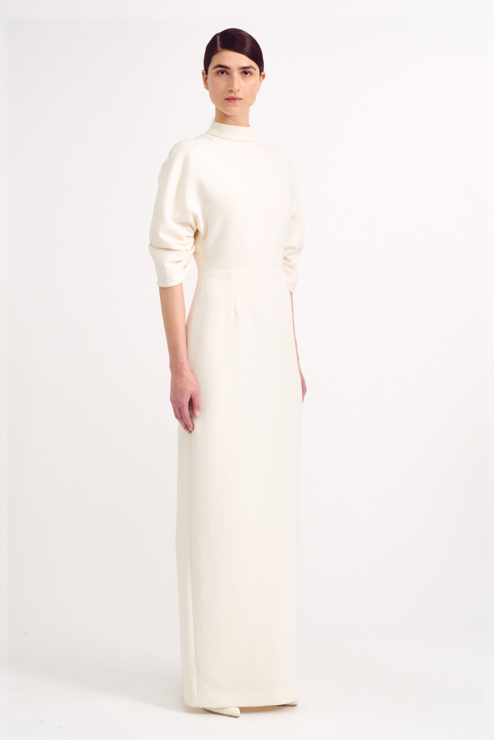 Sharonella Bridal Dress in Ivory Double Wool Crepe – Image 4