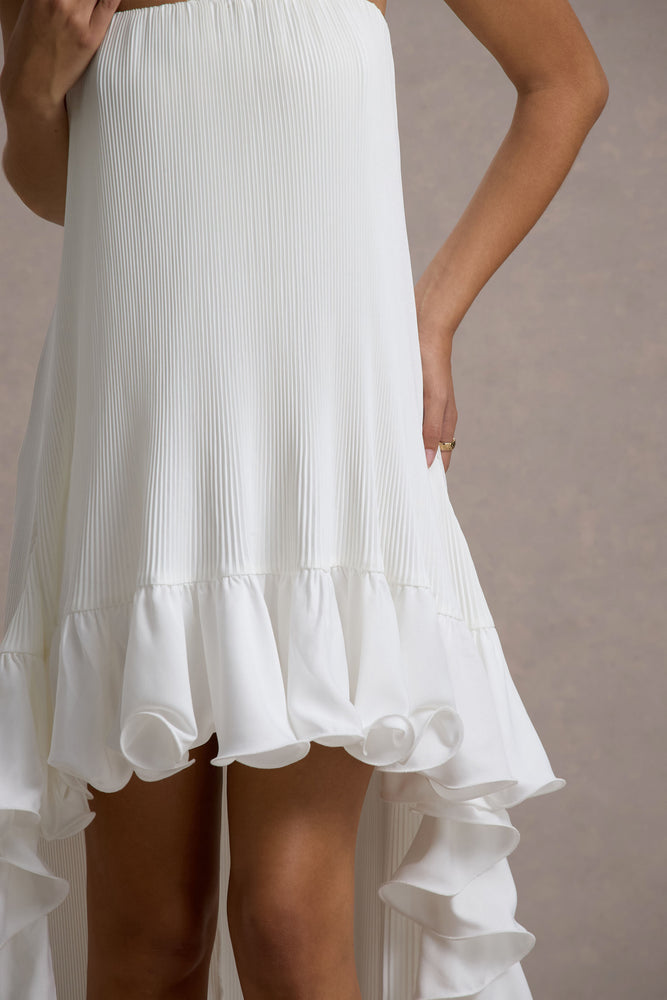 Whistler – Robe longue chiffon blanc décolleté bandeau et froncée – Image 6