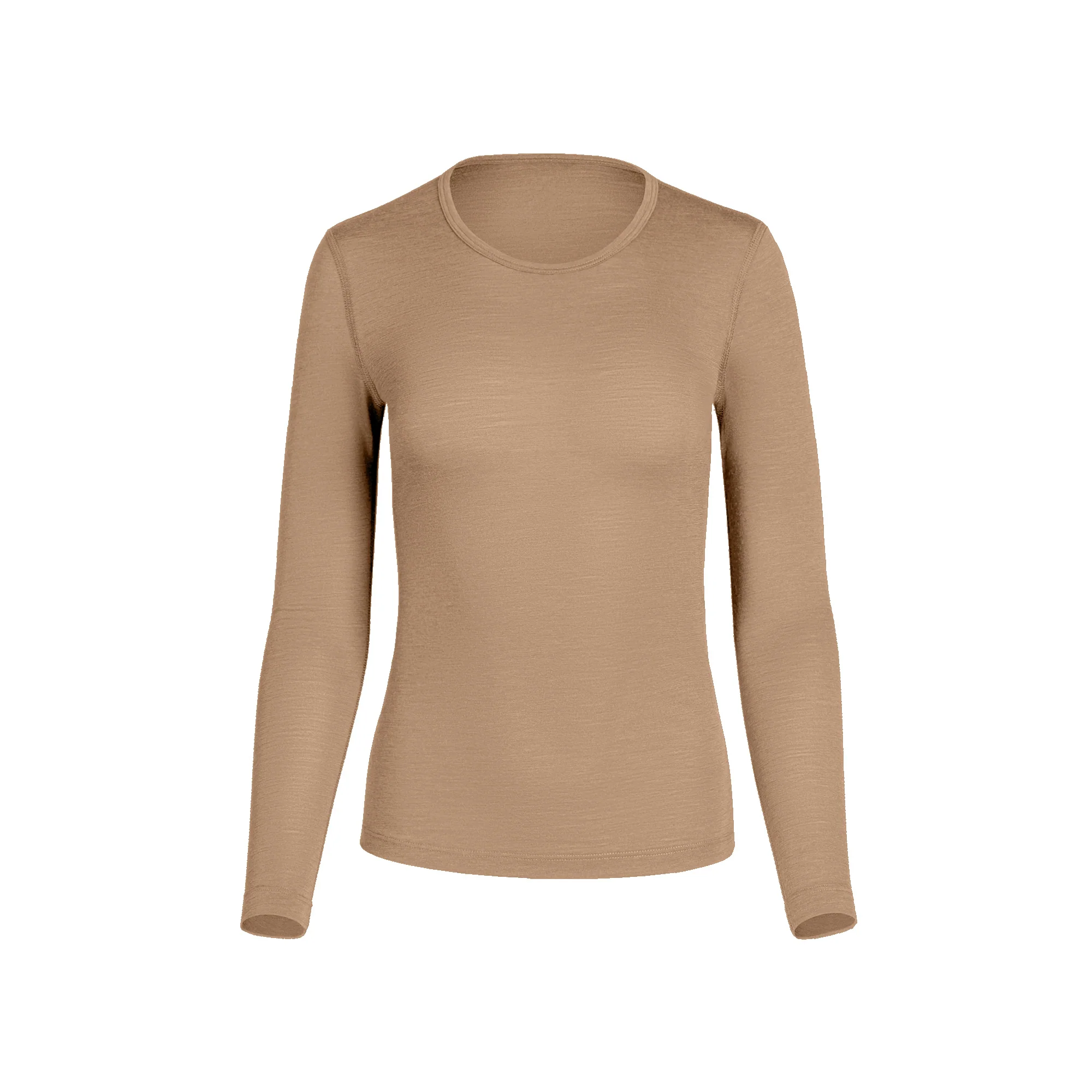 Haut thermique à manches longues 160 pour femme, col rond, beige – Image 3
