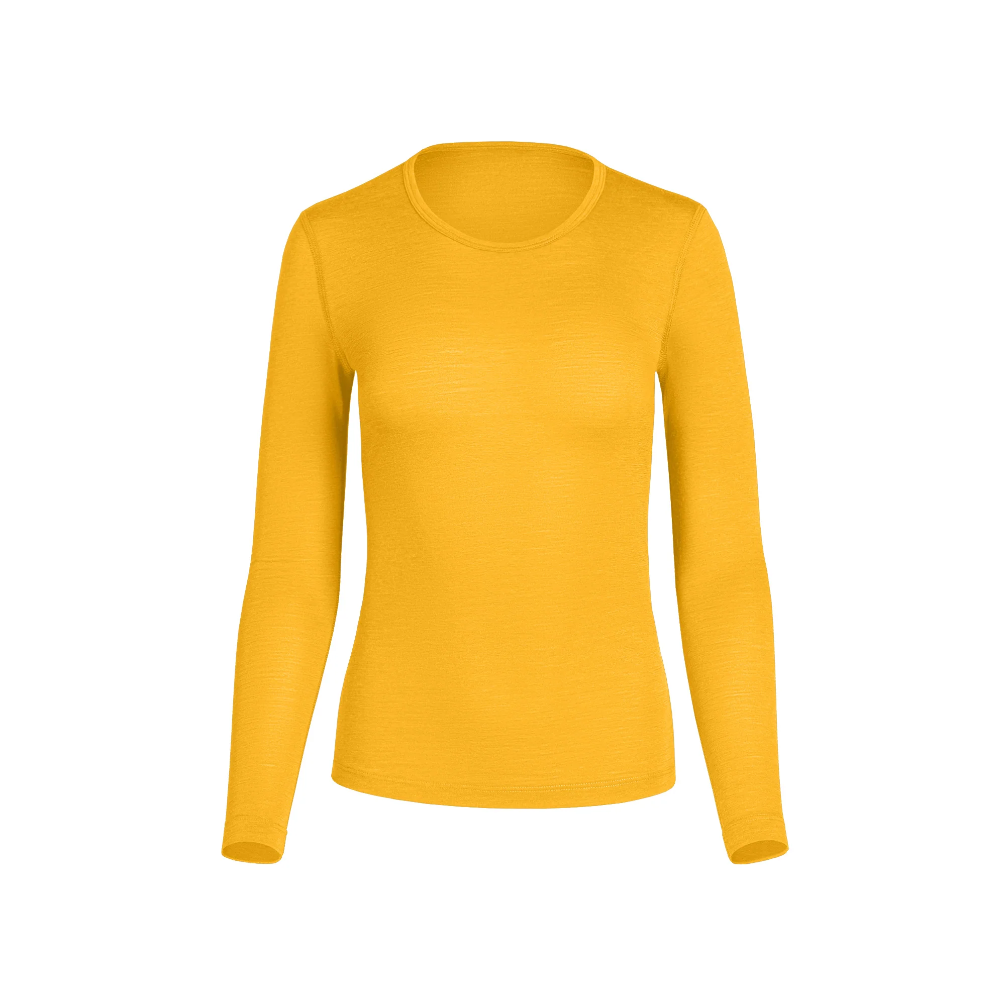 Haut thermique à manches longues 160 pour femme, col rond, jaune – Image 3