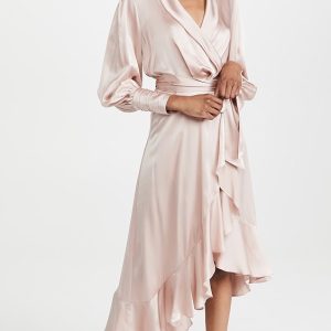 Silk Wrap Midi Dress